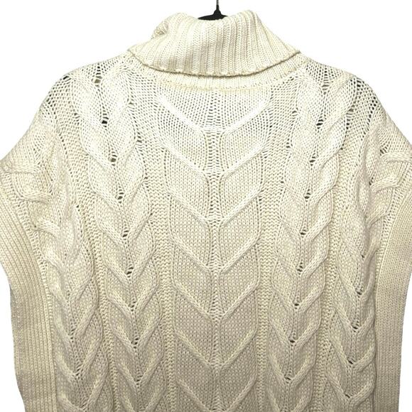NWT Anthropologie Women’s Cable Knit Turtleneck Sweater Vest Cream Size Large - Picture 7 of 9